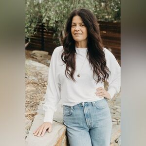 MICHAEL STARS EUC Sz L ROXY BALLOON SLEEVE WHITE LONG SLEEVE TOP